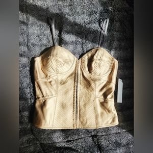 Gold Leather Corset Top M